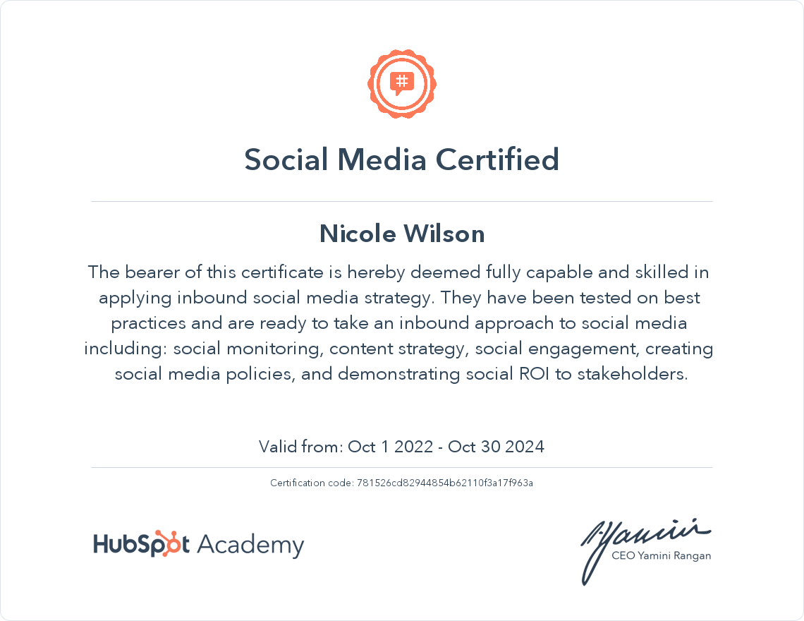 Nicole W_Social Media Certification