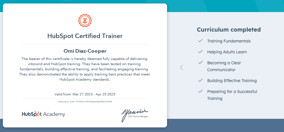 Omi_HubSpot Certified Trainer_Mar 2023